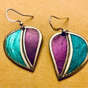 Capiz Shell Earrings by Culture Mix - Blue & Purple Leaf